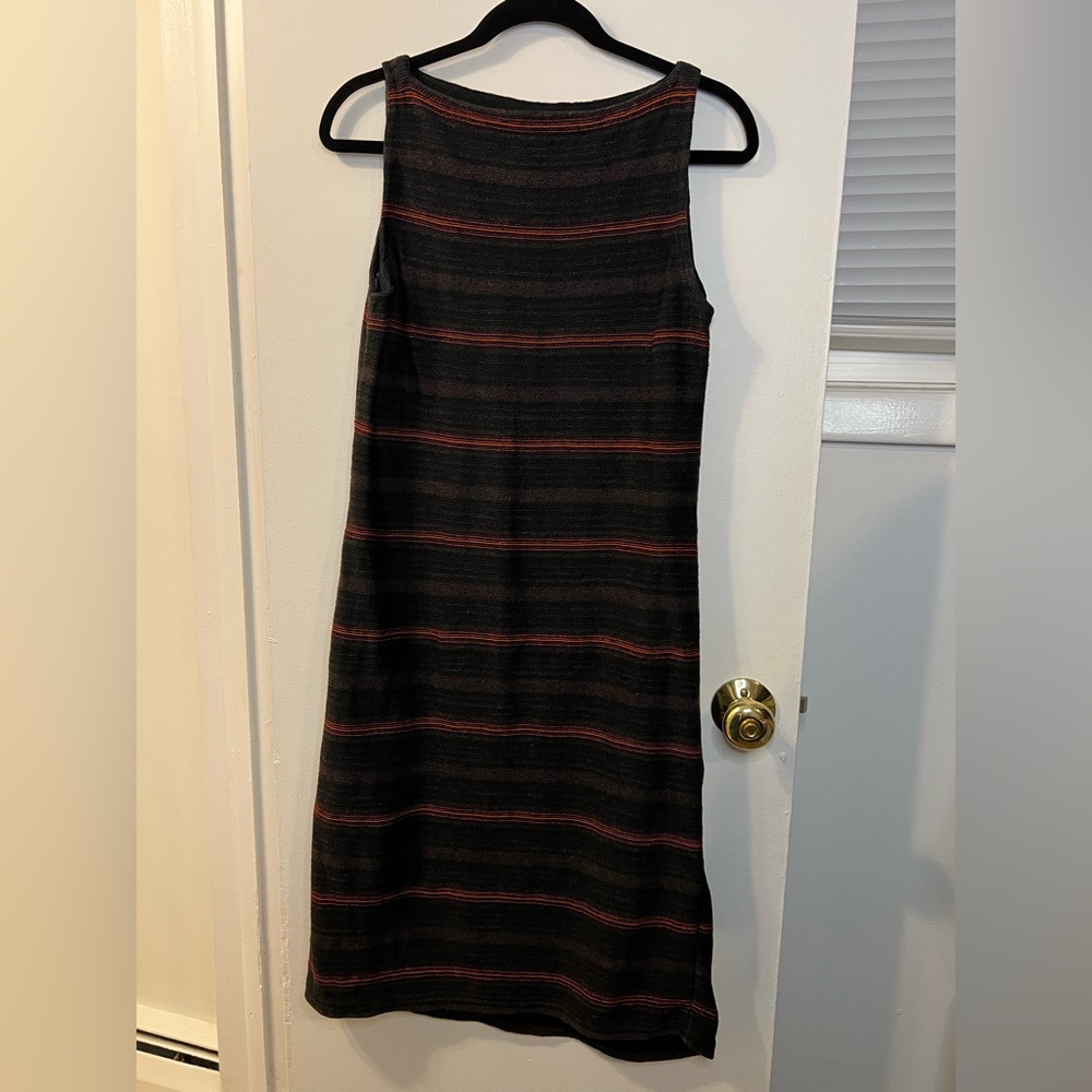 Lauren Ralph Lauren Black and Red Striped Midi Dress
